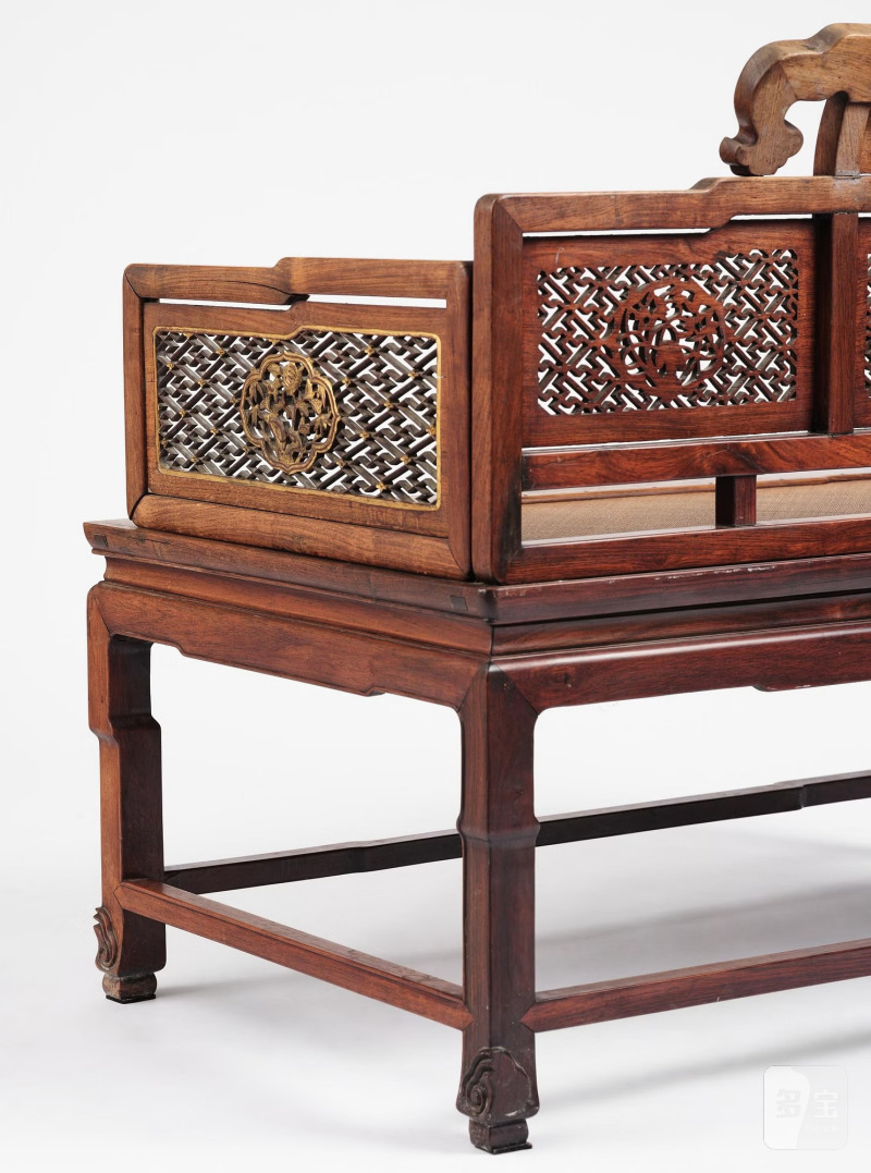 A Chinese hardwood throne chair/day bed, - 图14